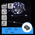 Aigostar - Catena luminosa LED da esterno per Natale 150xLED/8 funzioni/3xAA 15,3m IP44 bianco freddo
