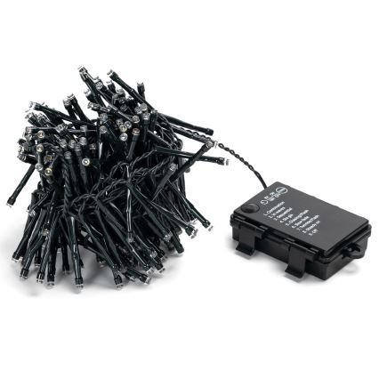 Aigostar - Catena luminosa natalizia a LED da esterno 200 LED/8 funzioni 3xAA 5,3 m IP44 bianco freddo