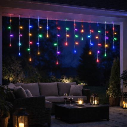 Aigostar - Catena luminosa natalizia LED per esterni 300xLED/8 funzioni 3xAA 18x0,6 m IP44 multicolore