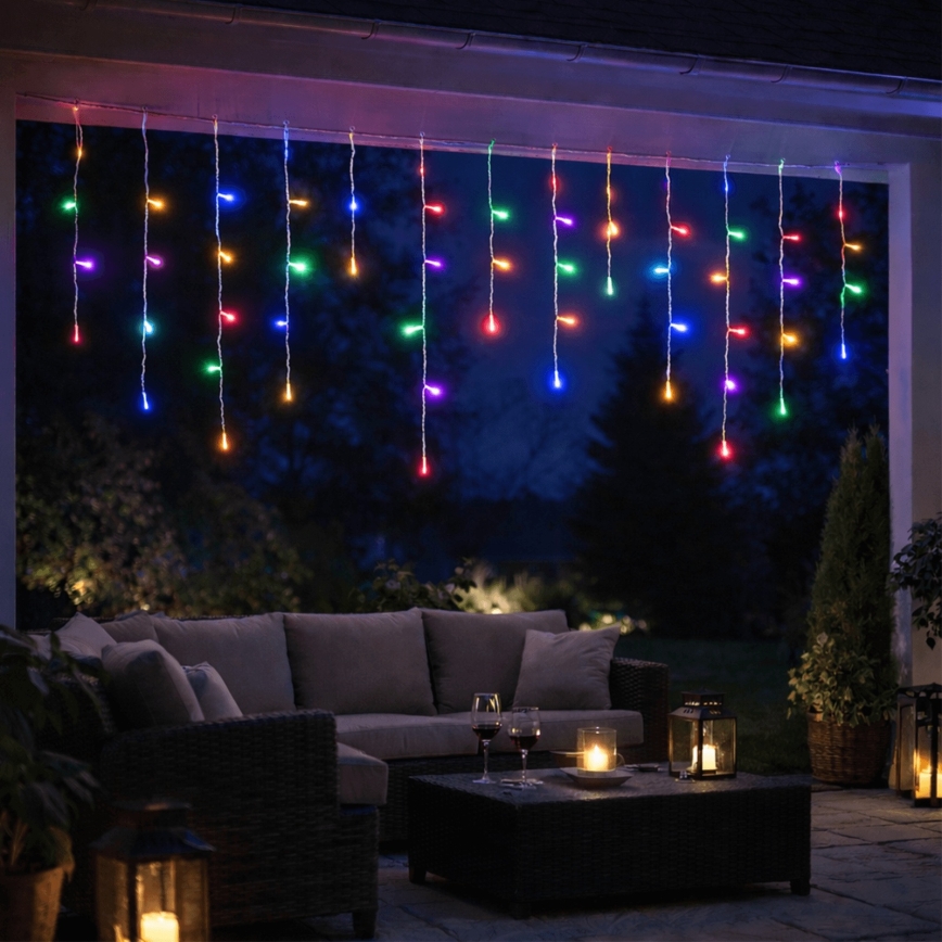 Aigostar - Catena luminosa natalizia LED per esterni 300xLED/8 funzioni 3xAA 18x0,6 m IP44 multicolore