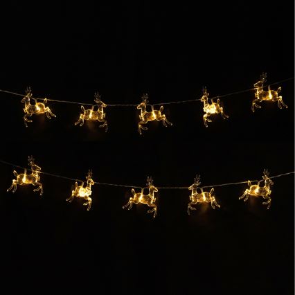 Aigostar - Catena luminosa LED di Natale 10xLED/3xAA 1,5m, bianco caldo, con cervi