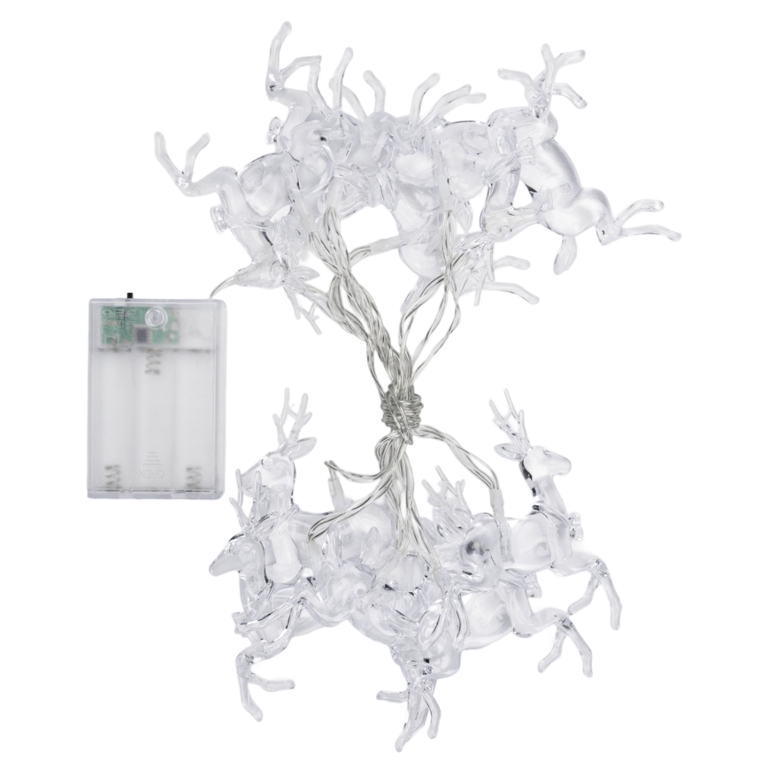 Aigostar - Catena luminosa LED di Natale 10xLED/3xAA 1,5m, bianco caldo, con cervi