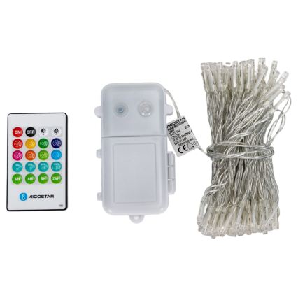 Aigostar - Catena luminosa natalizia LED dimmerabile da esterno con sensore di movimento 100xLED/3xAA 12m bianco caldo + telecomando