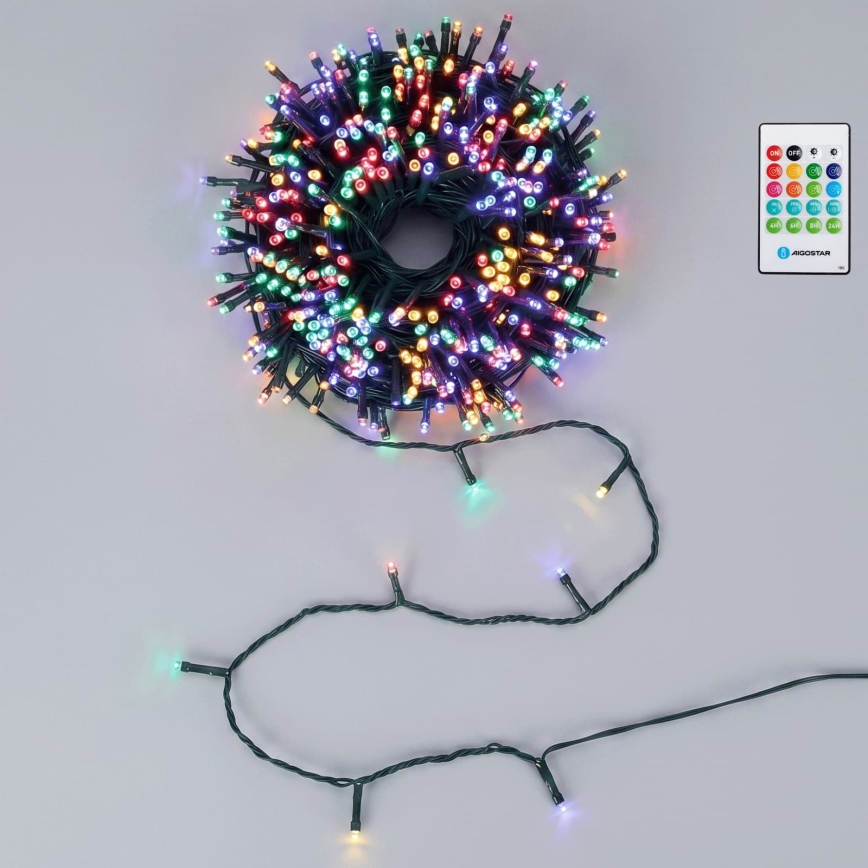 Aigostar - catena luminosa natalizia LED dimmerabile da esterno con sensore di movimento 100xLED/3xAA 12m multicolore + telecomando