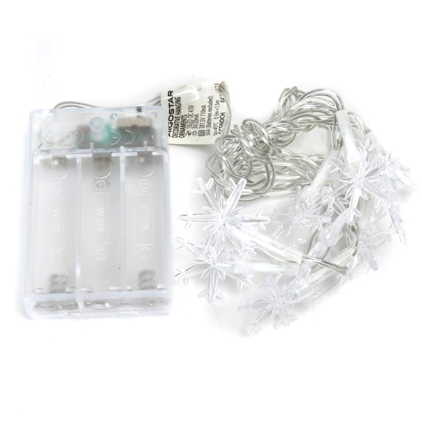 Aigostar - Catena luminosa LED natalizia 10xLED/3xAA 1,5m bianco caldo con fiocchi di neve