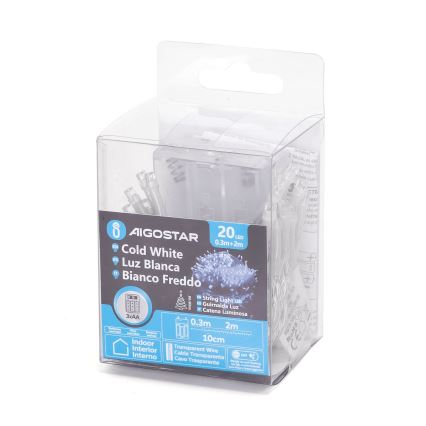 Aigostar - Catena luminosa LED natalizia 20xLED/3xAA 2,3m bianco freddo