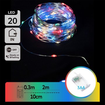 Aigostar - Catena luminosa LED natalizia 20xLED/3xAA 2,3m multicolore