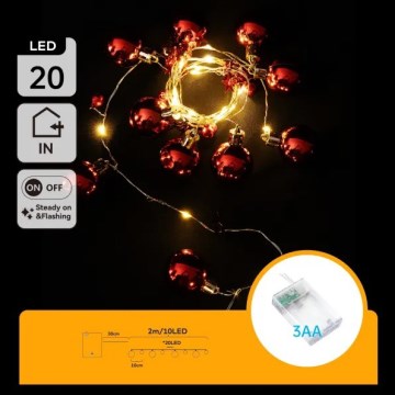 Aigostar - Catena luminosa LED natalizia 20xLED/3xAA 2m bianco caldo