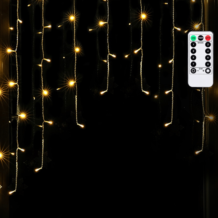 Aigostar - Catena luminosa LED da esterno per Natale 100 LED/6W/230V/8 funzioni 1,5x1m IP44 bianco caldo + telecomando