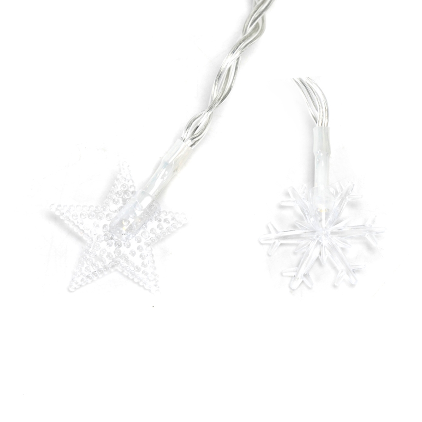 Aigostar - Catena luminosa LED da esterno 100 LED, 8 funzioni, 3 x batterie AA, 10 m, IP44, bianco caldo, a forma di stelle