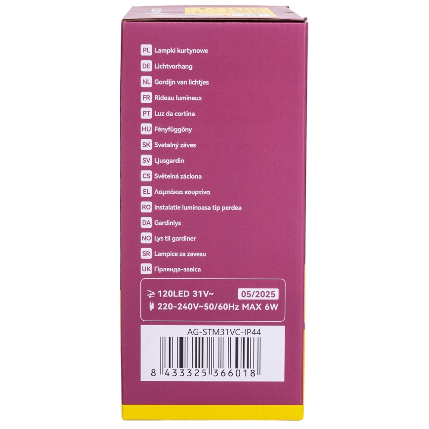 Aigostar - LED Catena da esterno 120xLED/6W/230V/8 funzioni 3x0,6m IP44 bianco caldo + telecomando