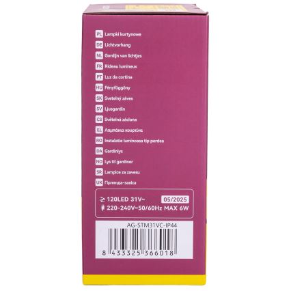 Aigostar - Catena luminosa natalizia LED da esterno 120xLED/6W/230V/8 funzioni 3x0,6m IP44 bianco caldo + telecomando