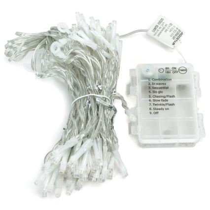 Aigostar - LED Catena luminosa natalizia da esterno 192xLED/8 funzioni 3xAA 4,5x1,2m IP44 bianco caldo