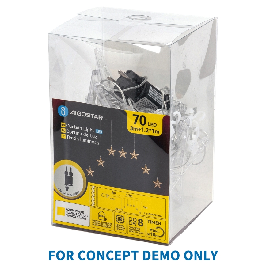 Aigostar - Catena luminosa natalizia LED da esterno 25xLED/8 funzioni 3xAA 2,8m IP44 bianco freddo