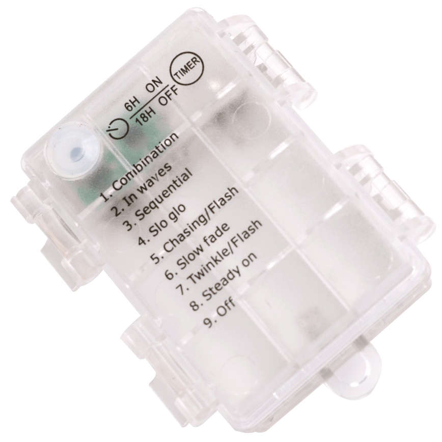 Aigostar - Catena luminosa LED per esterni 100 LED, 8 modalità, alimentazione 3x AA, 10,3 m, IP44, bianco caldo