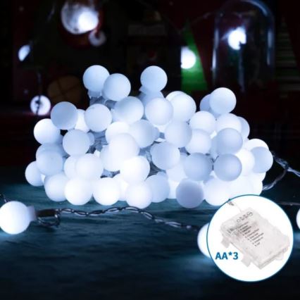 Aigostar - Catena LED per esterni 100 LED/3xAA/8 funzioni 10,3 m IP44 bianco freddo