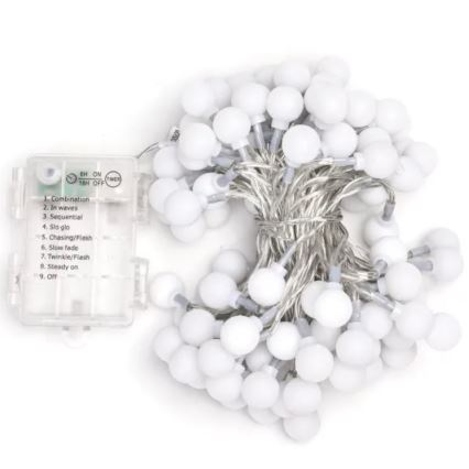 Aigostar - Catena LED per esterni 100 LED/3xAA/8 funzioni 10,3 m IP44 bianco freddo