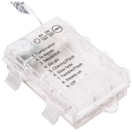 Aigostar - Catena luminosa a LED per esterni, 100 LED, 3xAA, 8 funzioni, 10,3 m, IP44, bianco freddo