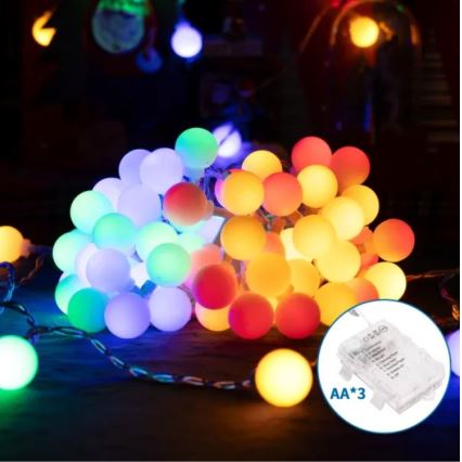 Aigostar - Catena luminosa LED da esterno, 100 LED, 3x pile AA, 8 modalità, 10,3 m, IP44, multicolore