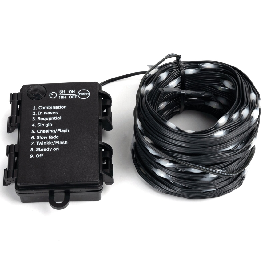 Aigostar - Catena luminosa LED per esterni 150 LED/8 funzioni, alimentazione 3x AA, 15,3 m, IP44, multicolore