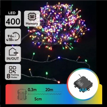 Aigostar - Catena luminosa LED per esterni 400 LED/8 funzioni 4xAA 20,3 m IP44 multicolore