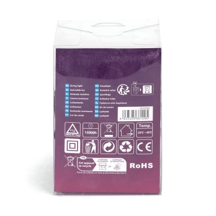 Aigostar - Catena luminosa LED per esterni 50 LED, 8 funzioni, 8 m, IP44, bianco freddo