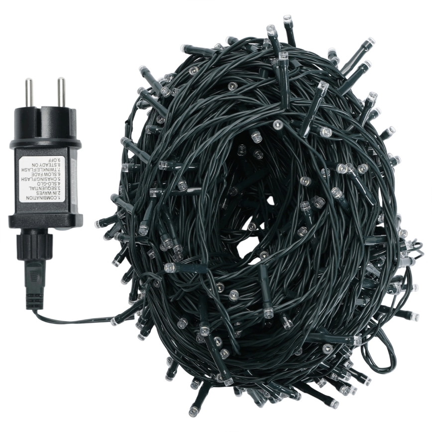 Aigostar - Catena luminosa LED per esterni 500 LED/8 funzioni, 53 m, IP44, bianco freddo