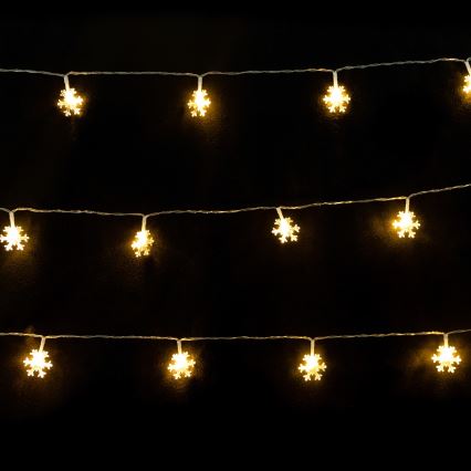 Aigostar - Catena luminosa LED per Natale 10xLED/3xAA 1,5m bianco caldo fiocchi di neve