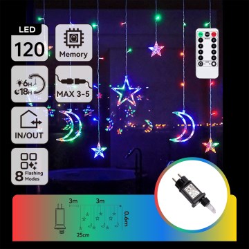 Aigostar - Catena luminosa LED RGBY da esterno 120xLED/8 funzioni 3x0,6m IP44 multicolore + telecomando