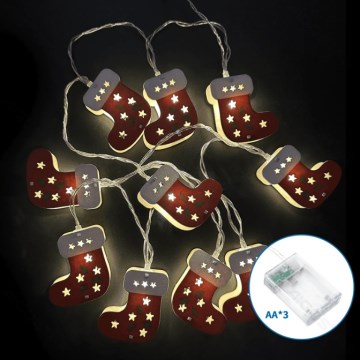 Aigostar - Catena luminosa natalizia a LED 10xLED/3xAA 1,5m bianco caldo calze