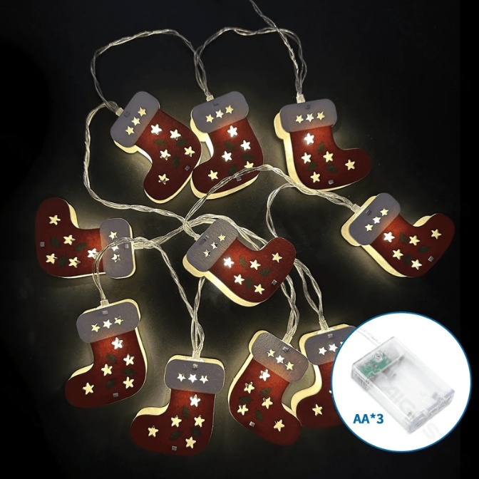 Aigostar - Catena luminosa natalizia a LED 10xLED/3xAA 1,5m bianco caldo calze
