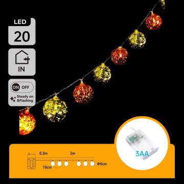 Aigostar - Catena luminosa natalizia a LED 20xLED/3xAA 2 m bianco caldo