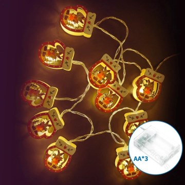 Aigostar - Catena luminosa natalizia a LED 20xLED/3xAA 3m bianco caldo guanti