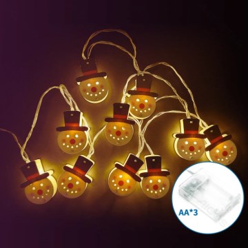 Aigostar - Catena luminosa natalizia a LED 20xLED/3xAA 3m bianco caldo pupazzo di neve