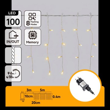 Aigostar - Catena luminosa natalizia a LED da esterno 100xLED/8 funzioni 8x0,4m IP44 bianco caldo