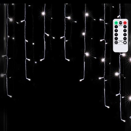 Aigostar - Catena luminosa LED natalizia per esterni 100xLED/6W/230V/8 funzioni 1,5x1m IP44 bianco freddo + telecomando