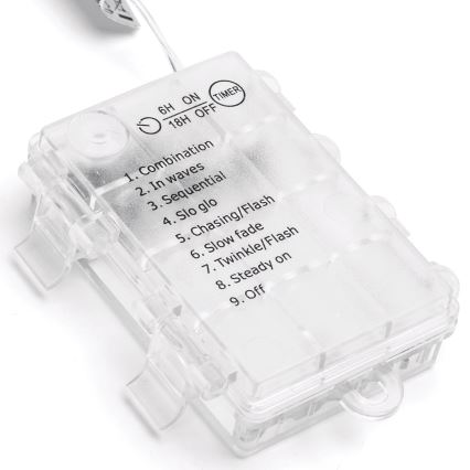 Aigostar - Catena luminosa natalizia a LED per esterni, 200 LED/8 funzioni, 3xAA, 5x2 m, IP44, bianco caldo