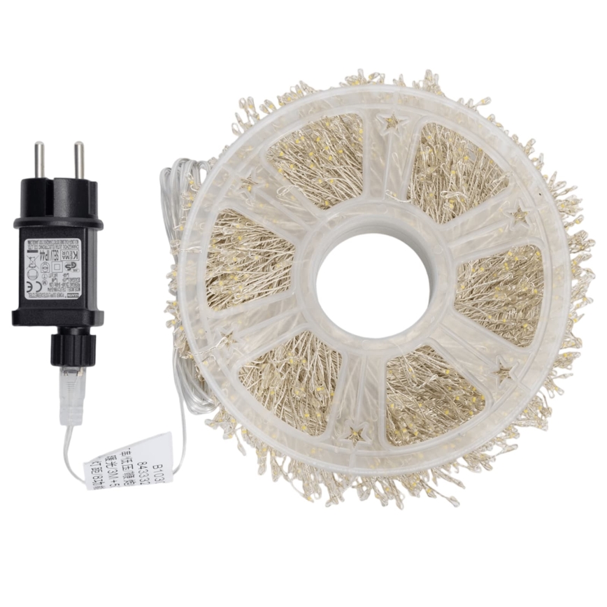 Aigostar - Catena luminosa natalizia a LED per esterni 2000 LED/8 funzioni, 53 m, IP44, bianco caldo