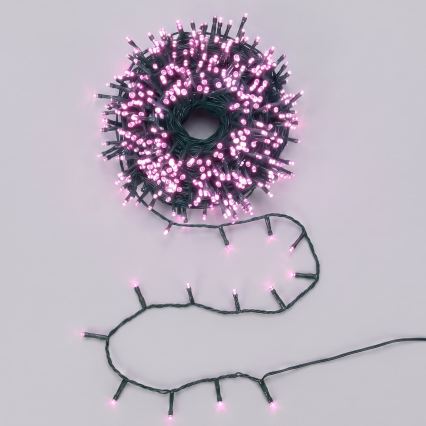 Aigostar - Catena luminosa natalizia a LED per esterni 200xLED/8 funzioni 3xAA 10,3m IP44 rosa