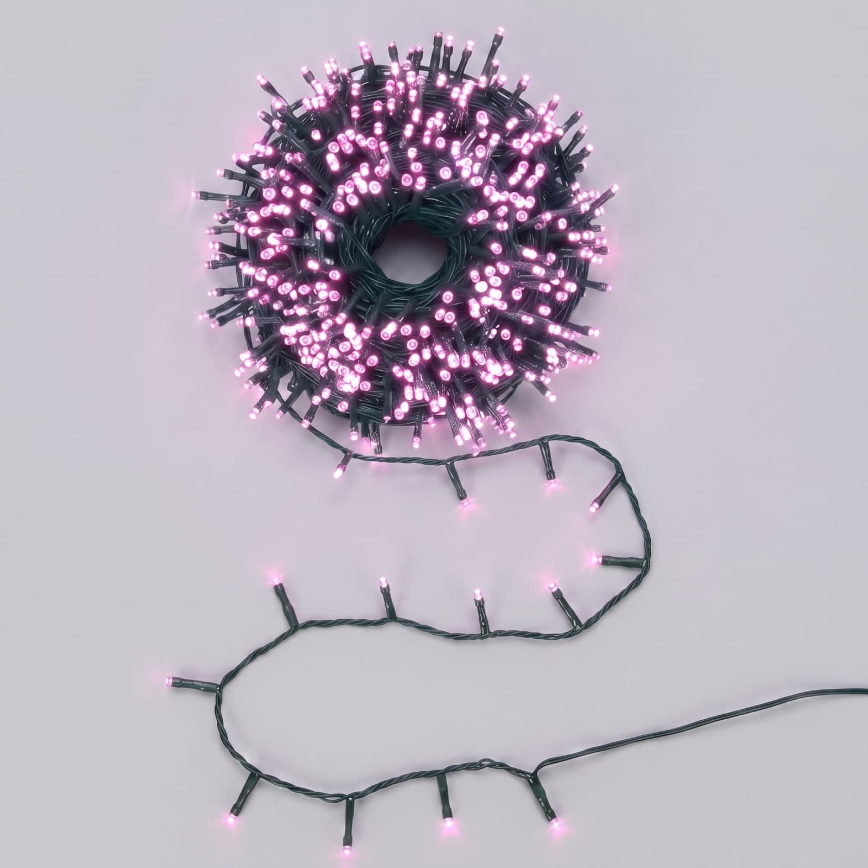Aigostar - Catena luminosa natalizia a LED per esterni 200xLED/8 funzioni 3xAA 10,3m IP44 rosa
