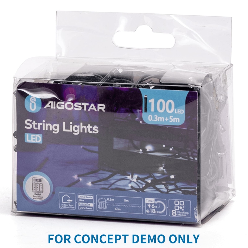Aigostar - Catena luminosa natalizia a LED per esterni 200xLED/8 funzioni 3xAA 10,3m IP44 rosa