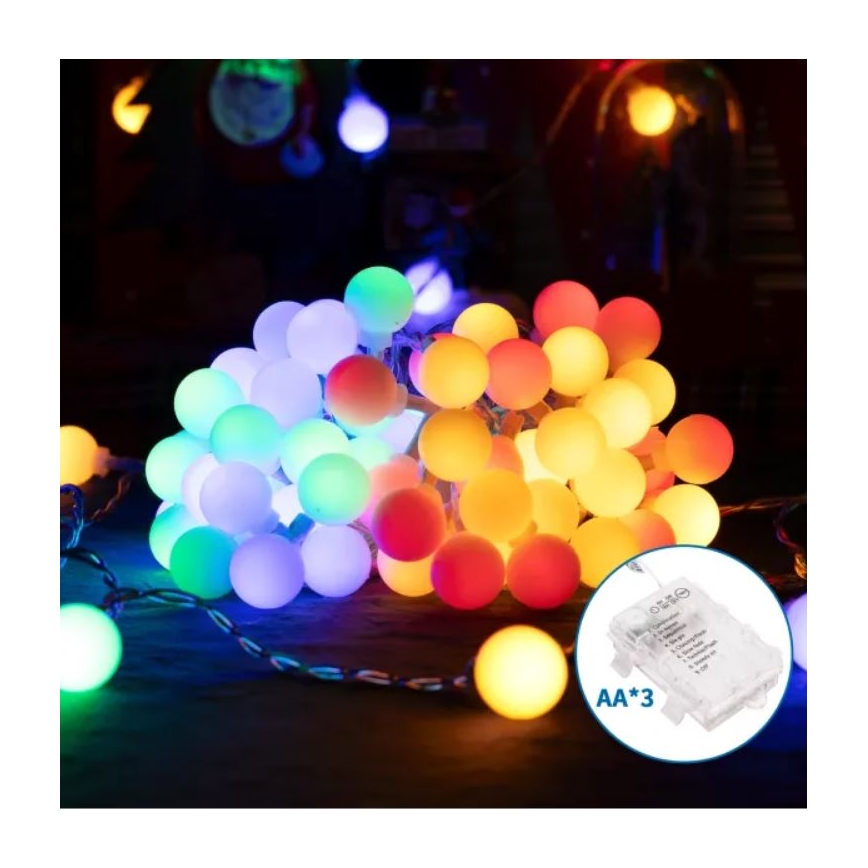 Aigostar - Catena luminosa natalizia a LED per esterni 25xLED/3xAA/8 funzioni 2,8 m IP44 multicolore