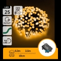 Aigostar - Catena luminosa natalizia a LED per esterni 25xLED/8 funzioni 3xAA 2,8m IP44 bianco caldo