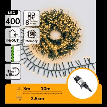 Aigostar - Catena luminosa natalizia a LED per esterni 400 LED/8 funzioni 13m IP44 bianco caldo