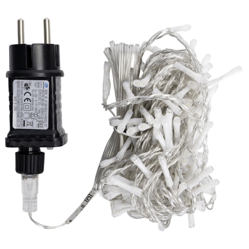 Aigostar - Catena luminosa natalizia da esterno 100xLED/8 funzioni 5,3m IP44 bianco freddo