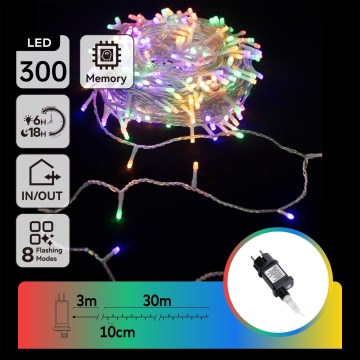 Aigostar - Catena luminosa natalizia da esterno 300xLED/8 funzioni 33m IP44 multicolore
