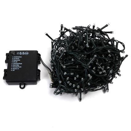 Aigostar - Catena luminosa natalizia LED per esterni 400 LED / 8 funzioni 4x AA 20,3 m IP44 multicolore