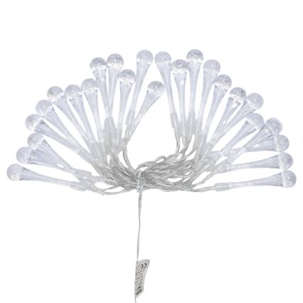 Aigostar - Catena luminosa natalizia da esterno con 25 LED, 8 funzioni, alimentazione 3 batterie AA, 2,5 m, IP44, bianco caldo, a goccia