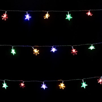 Aigostar - Catena luminosa natalizia da esterno LED RGBY 100 LED, 8 funzioni, 3x AA, 10 m, IP44, a forma di stelle
