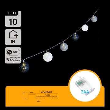 Aigostar - Catena luminosa natalizia LED 10xLED/3xAA 2m bianco caldo